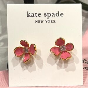 kate spade pink and gold floral stud earrings.New